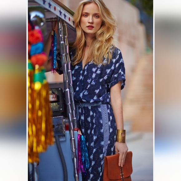 Velvet by Graham and Spencer Cady Indian Challis Jumpsuit Size Large - Picture 2 of 12